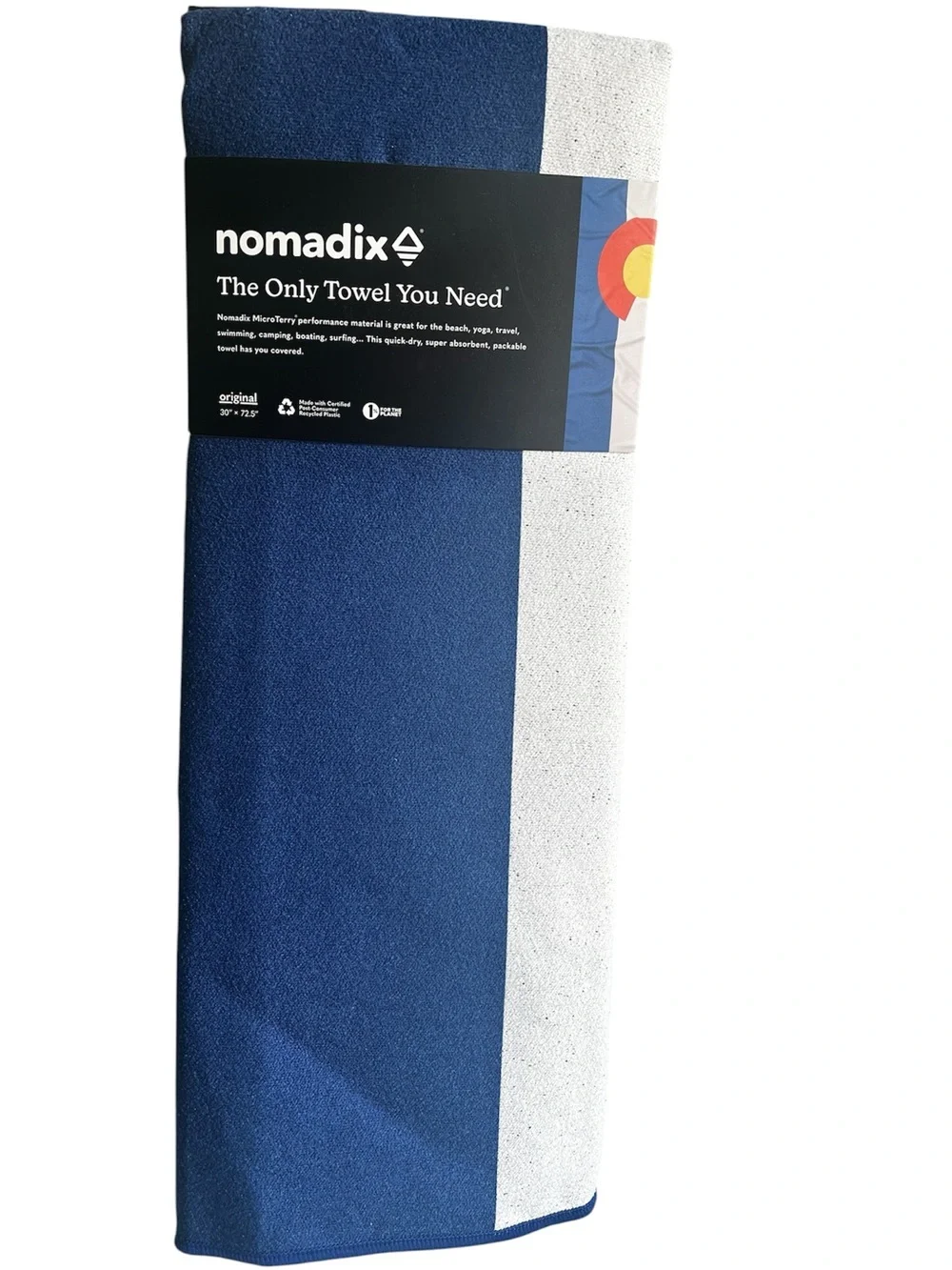 Nomadix NWT Colorado Flag Blue White Striped Performance Towel Lightweight Beach
